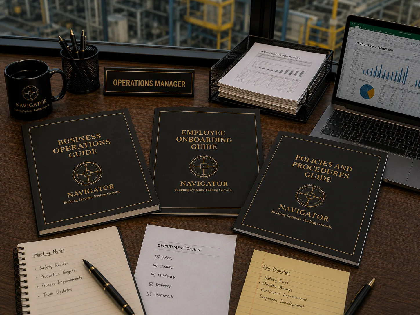 Navigator operational deliverables: Business Operations Guide, Employee Onboarding Guide, Policies and Procedures Guide