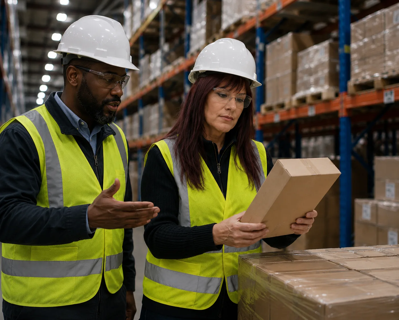 Navigator operations consultants reviewing inventory systems on-site at Canadian facility